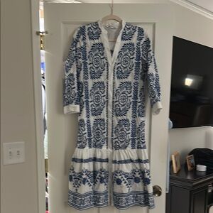 Zara Blue and White embroidered Dress